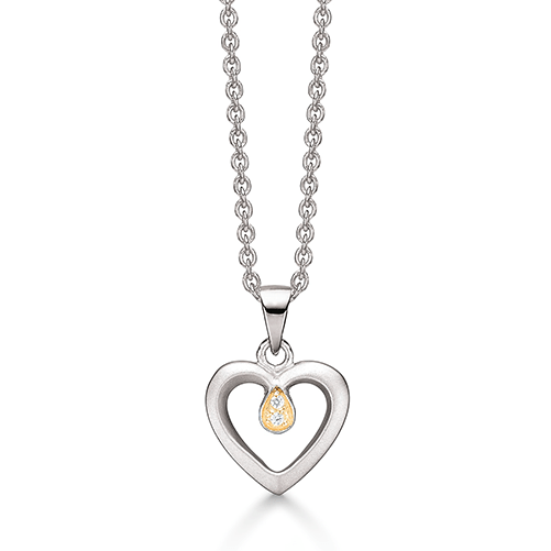 Halskæde i sølv med hjerte vedhæng - Urma.dk