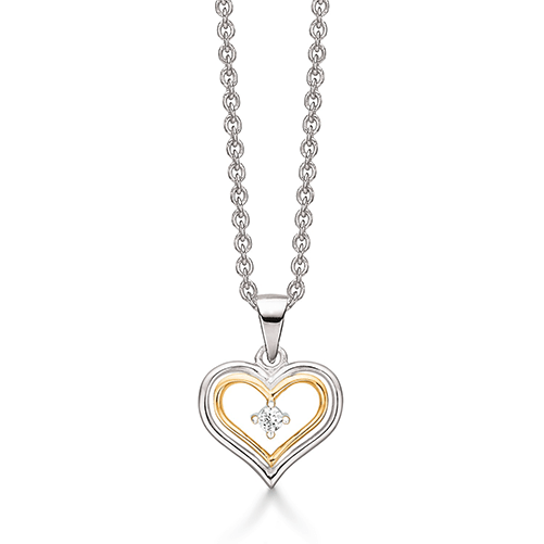 Halskæde i sølv med hjerte vedhæng - Urma.dk