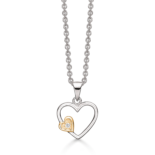 Halskæde i sølv med hjerte vedhæng - Urma.dk
