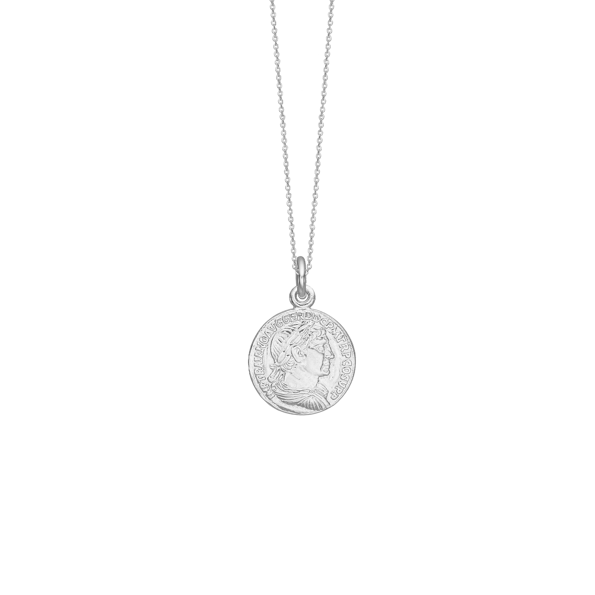Halskæde, Lucky Coin, sølv, 45 cm