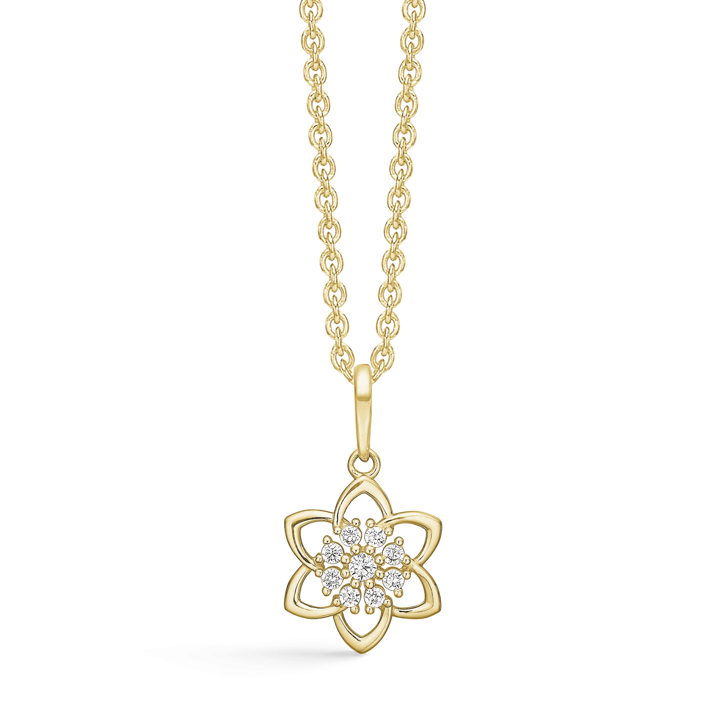 Halskæde med 14 kt. Guld vedhæng med cubic zirconia - Urma.dk