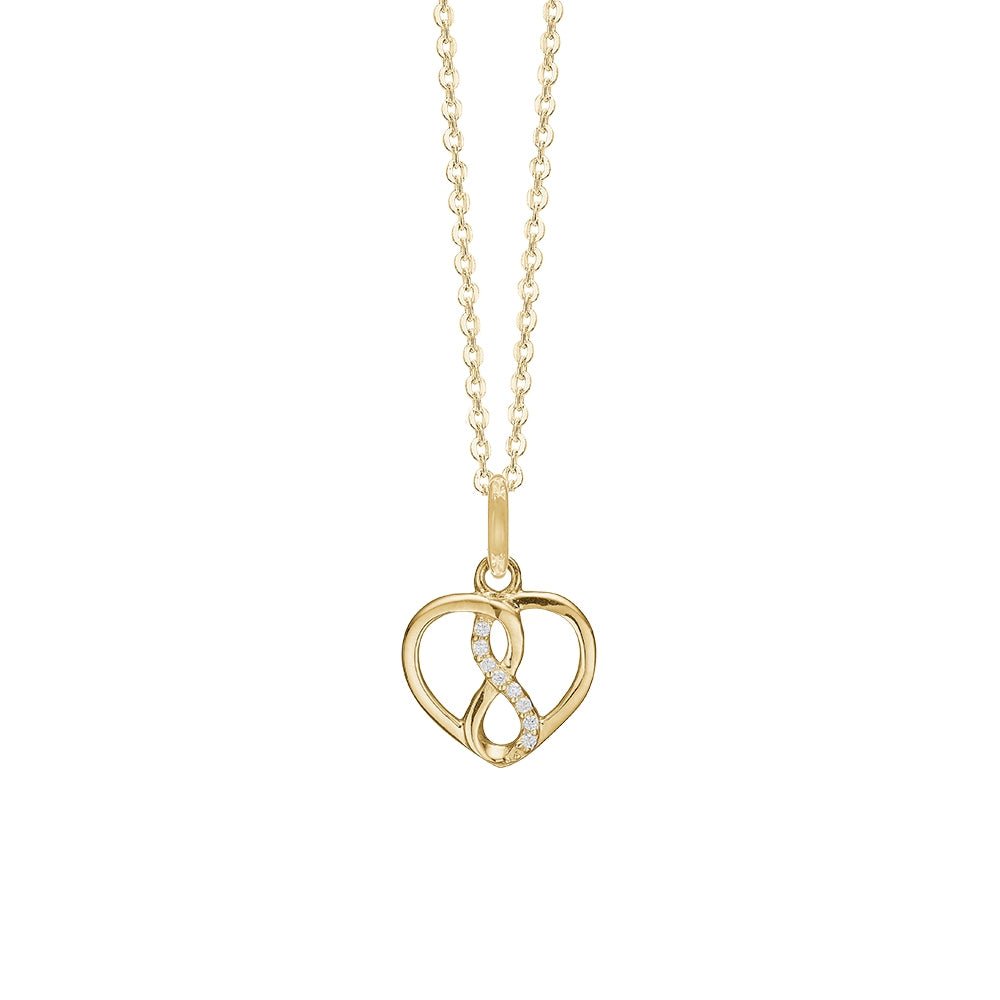 Halskæde med 14 kt vedhæng - Hjerte med evighedstegn - Urma.dk