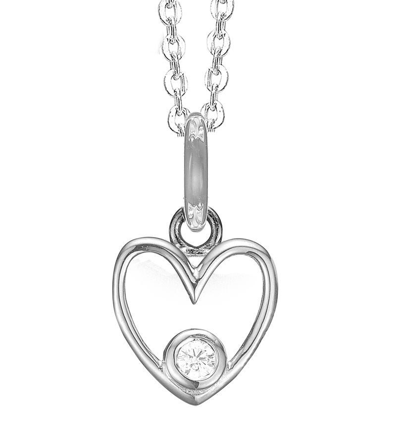 Halskæde med 8 kt hvidguld hjerte vedhæng - Urma.dk