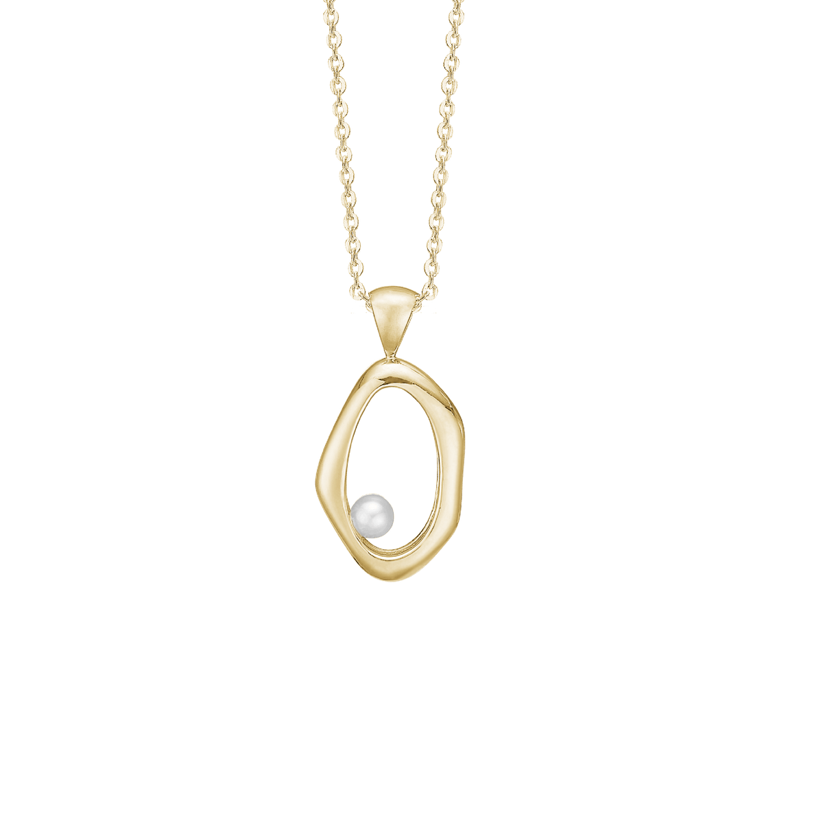 Halskæde m/ferskvandsperle, 20x17mm, 46c