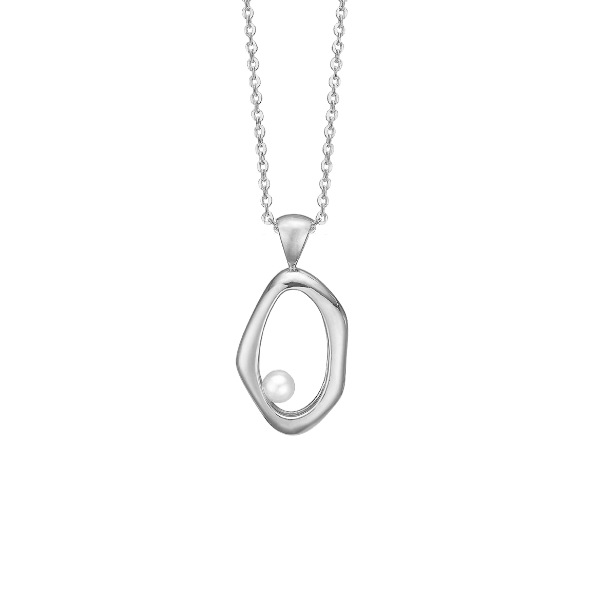 Halskæde m/ferskvandsperle, 20x17mm, 46c