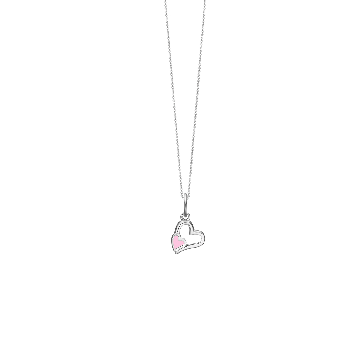 Halskæde, Pink Hearts, sølv