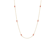 Halskæde, rød Agat/pink månesten, forg - Urma.dk