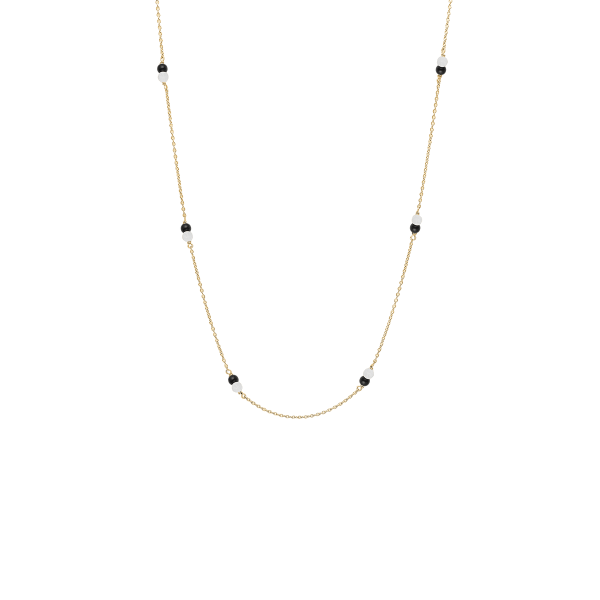 Halskæde, sort Onyx/grøn amazonite, forg