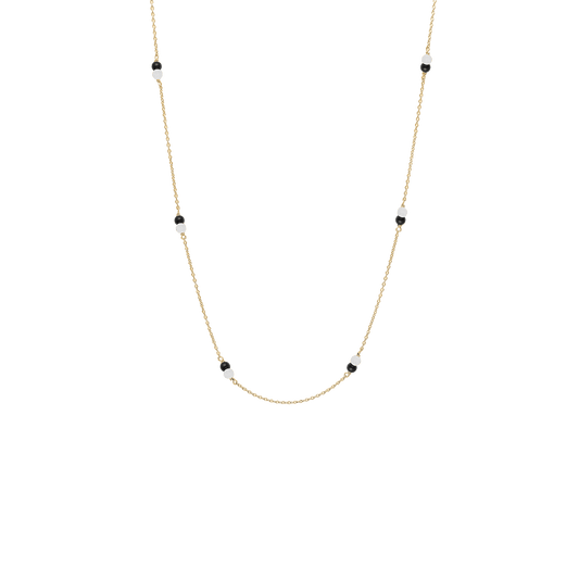 Halskæde, sort Onyx/grøn amazonite, forg