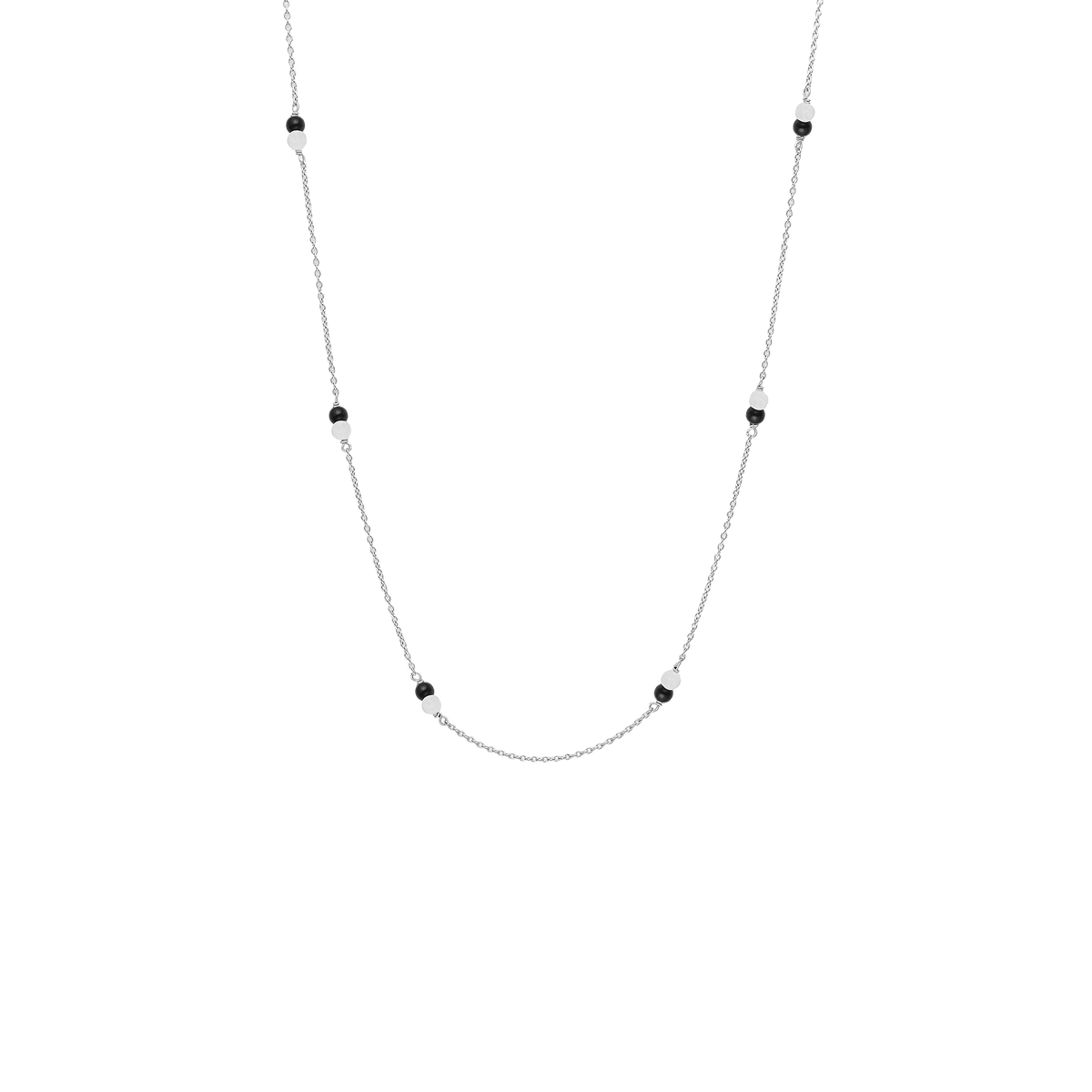 Halskæde, sort Onyx/grøn amazonite, sølv