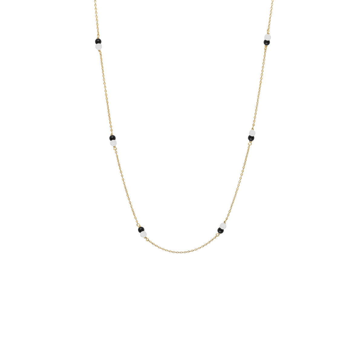 Halskæde, sort Onyx/grøn amazonite, forg - Urma.dk