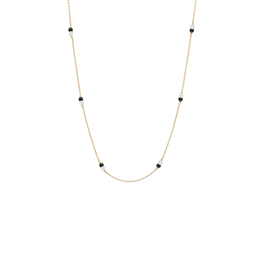 Halskæde, sort Onyx/grøn amazonite, forg - Urma.dk