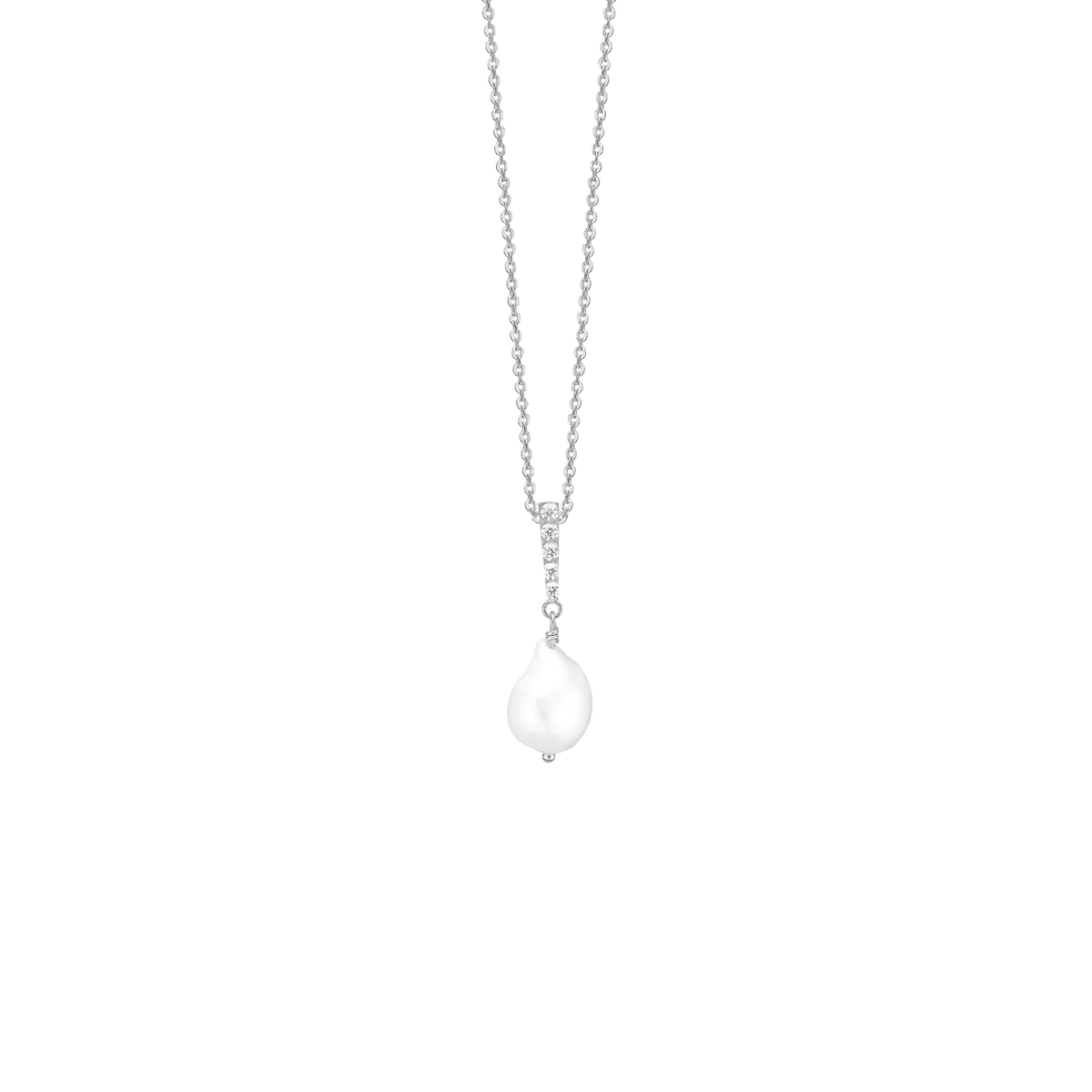 Halskæde, Sparkling Pearls, sølv 45cm