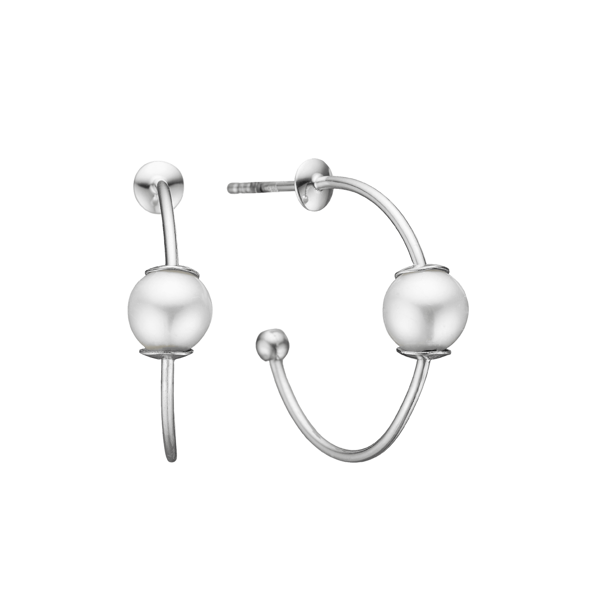 Halvcreol m/ferskvandsperle, 23mm sølv