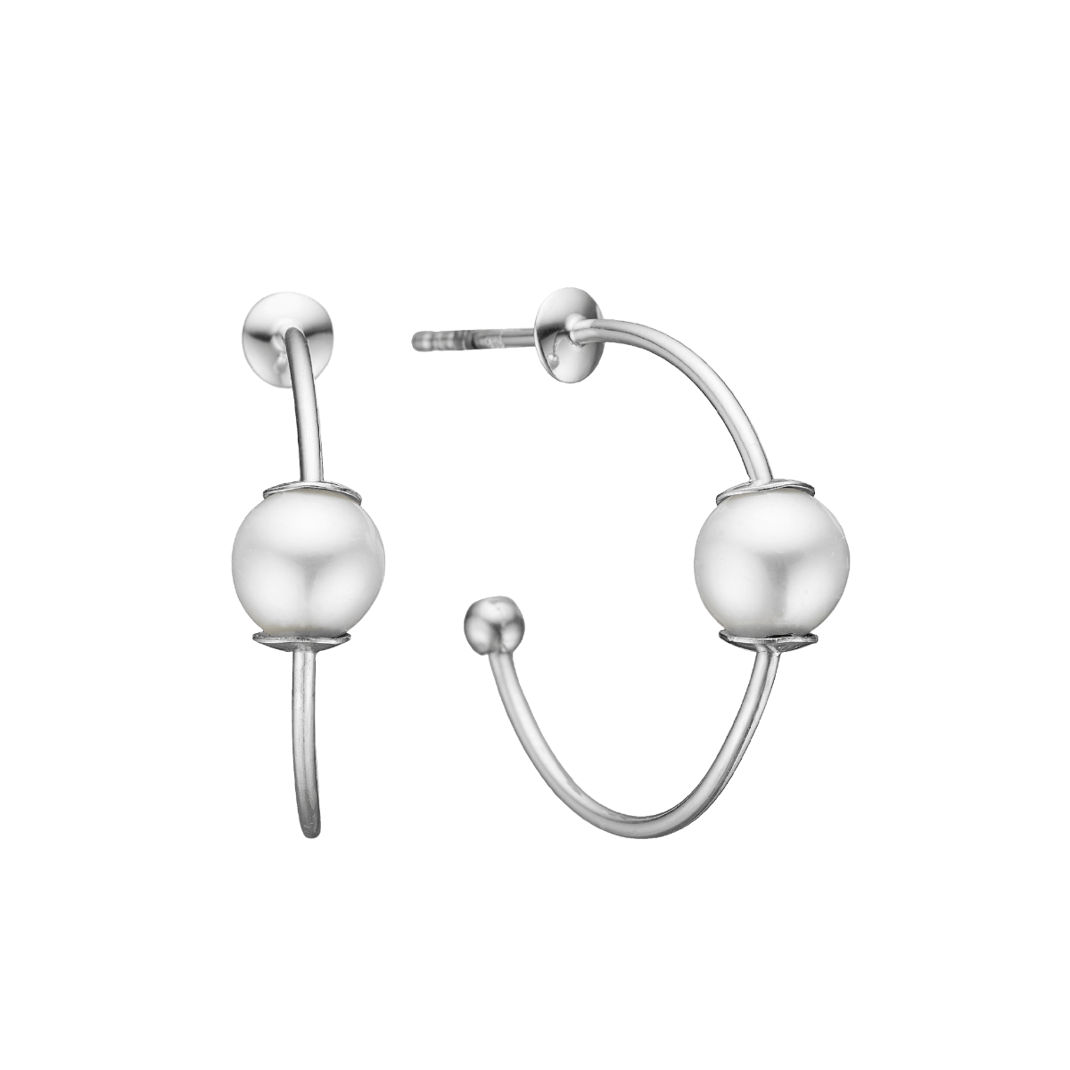 Halvcreol m/ferskvandsperle, 23mm sølv - Urma.dk