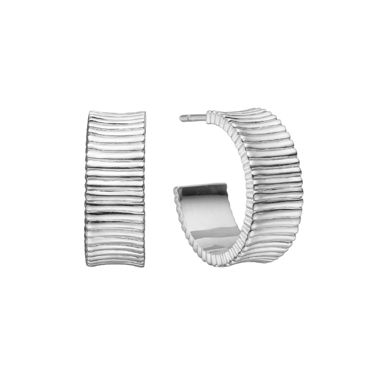 Halvcreol, Riller, sølv, 18mm, sølv - Urma.dk