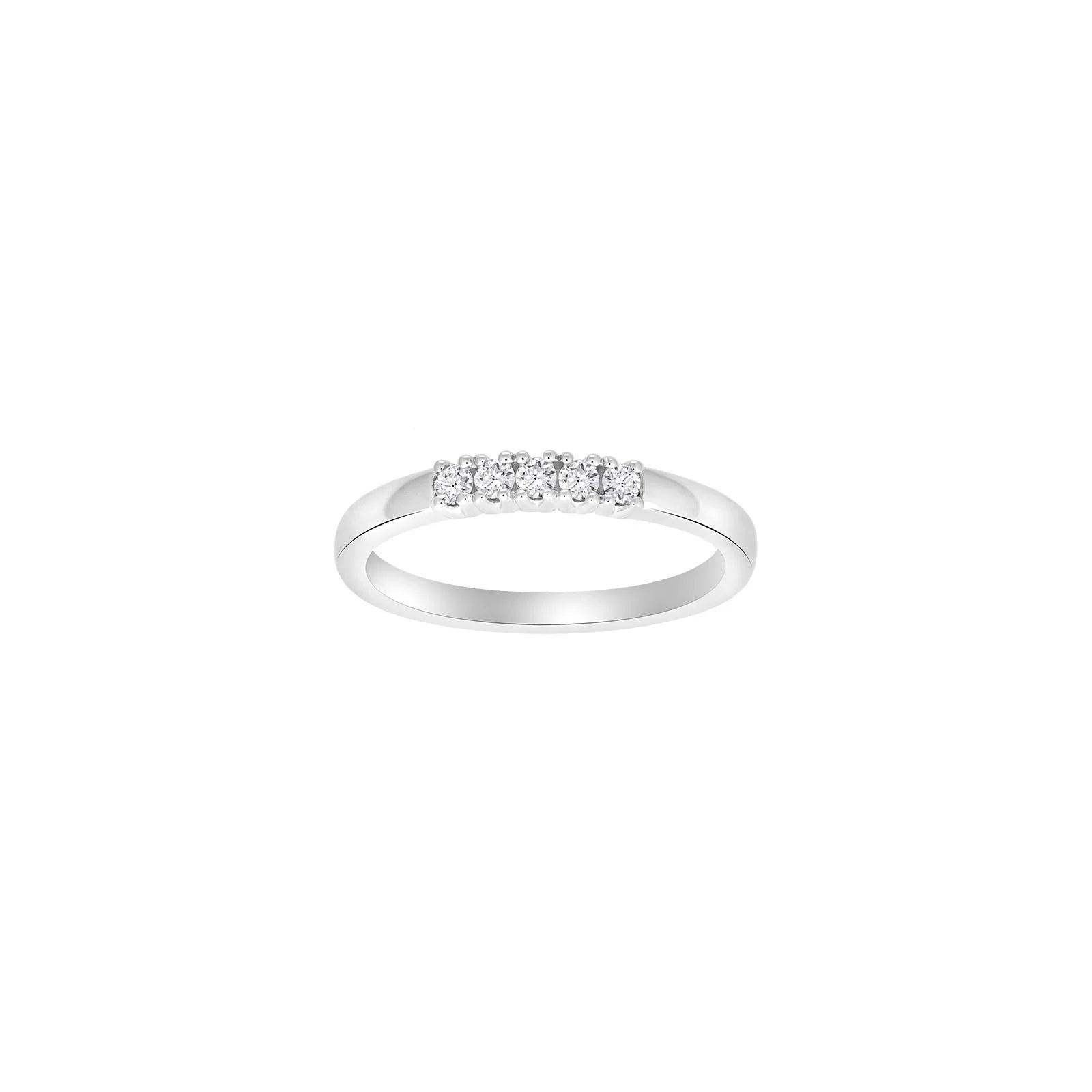 HEART 14kt. hvidguldsring m/dia. 5 x 0.03ct W/SI - Urma.dk