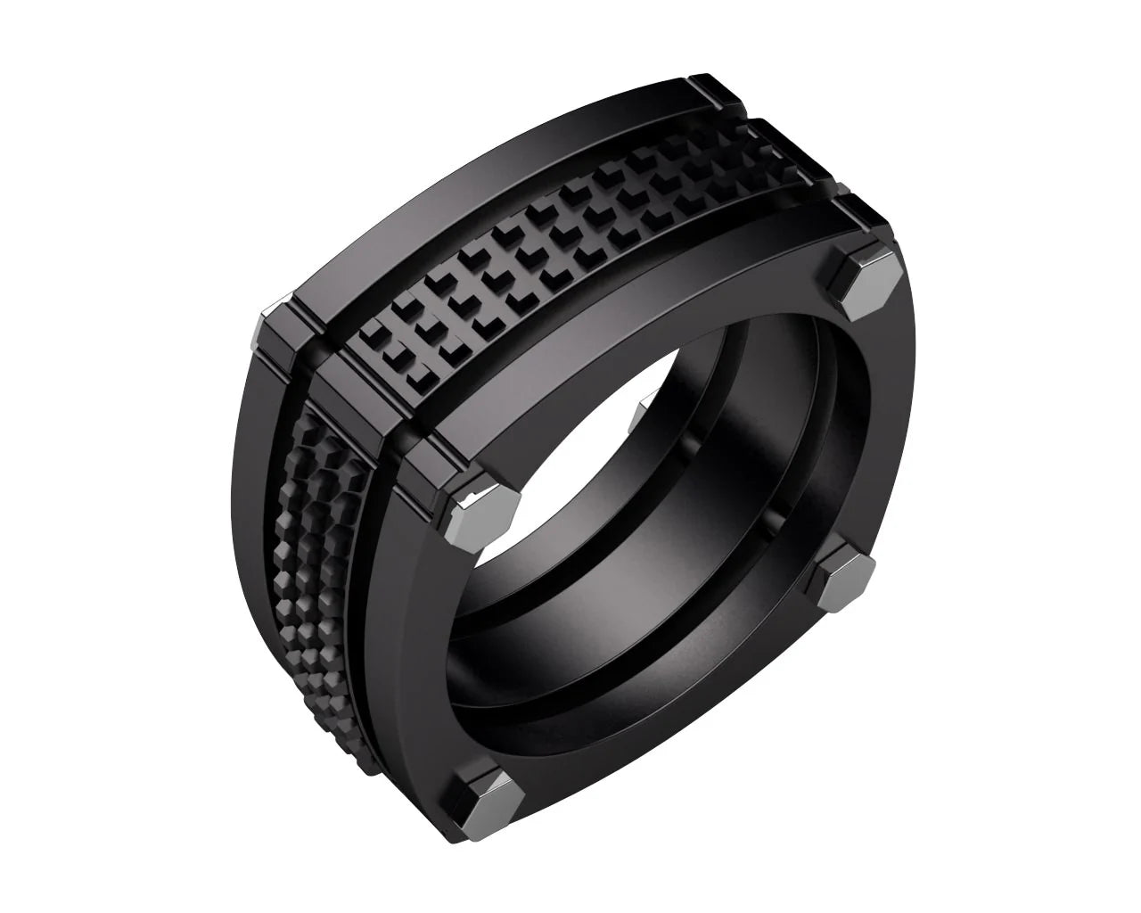 Herre stål ring m. sort pvd belægning (Black Bolt) - Urma.dk