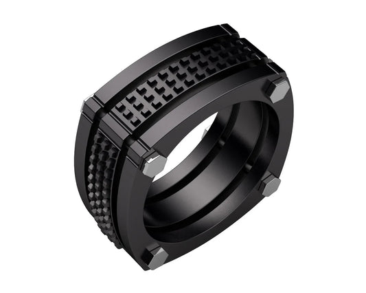 Herre stål ring m. sort pvd belægning (Black Bolt) - Urma.dk