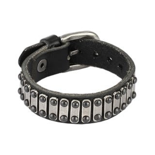 Herrearmbånd i læder med metalplader - Urma.dk