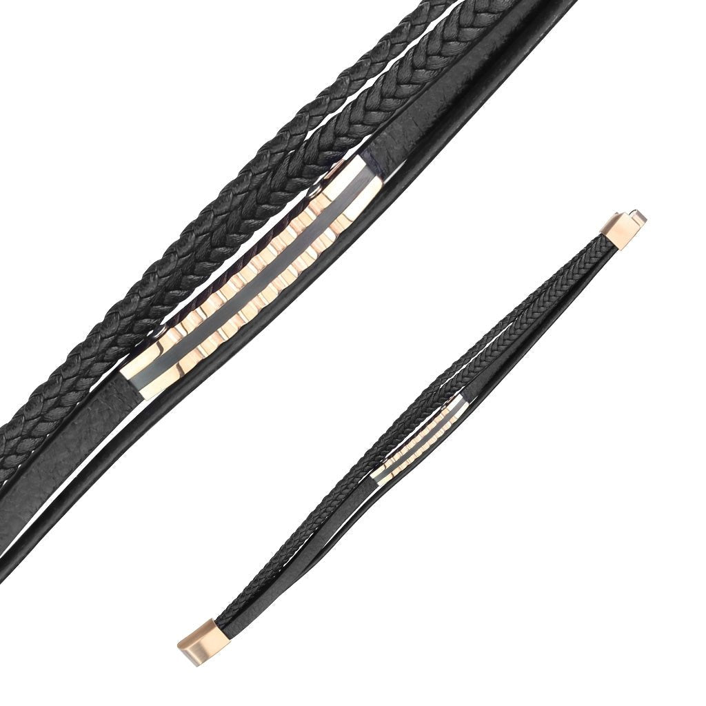 Herrearmbånd i læder med rosa stål 21 cm - Urma.dk