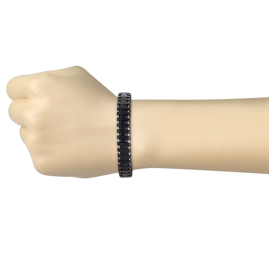 Herrearmbånd i læder med stål 20cm - Urma.dk