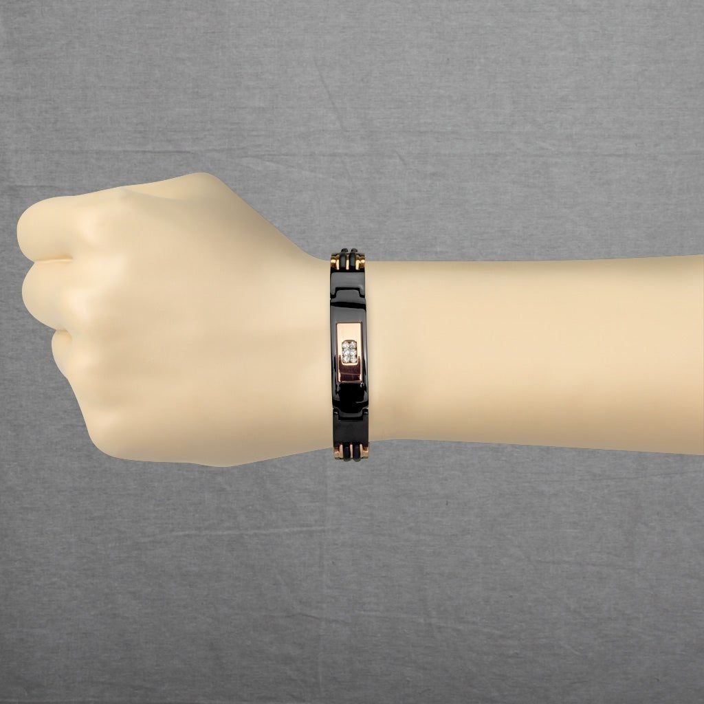 Herrearmbånd i sort og rosa stål - Urma.dk