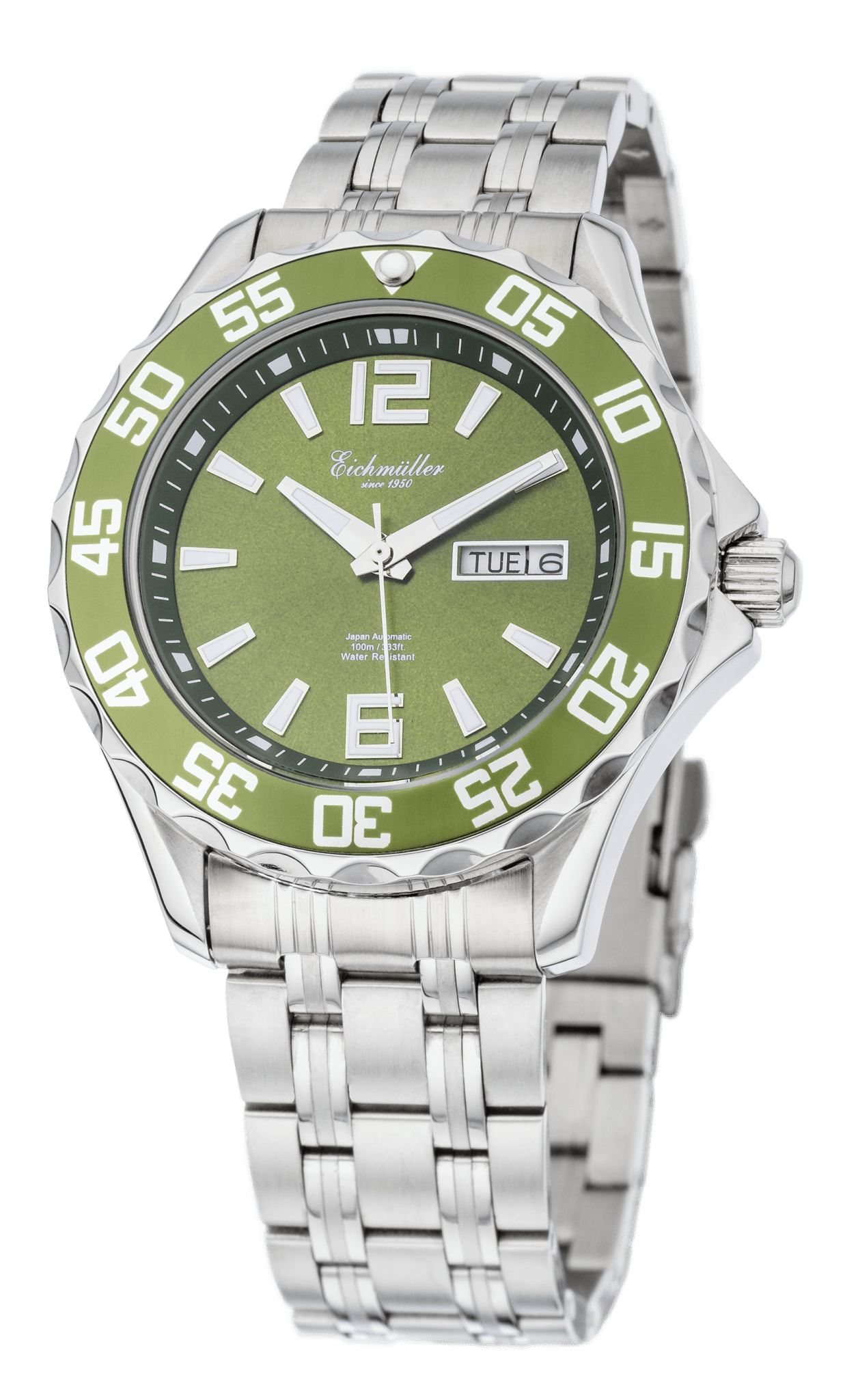 Herreur med lænke og grøn urskive - 40 mm - Urma.dk