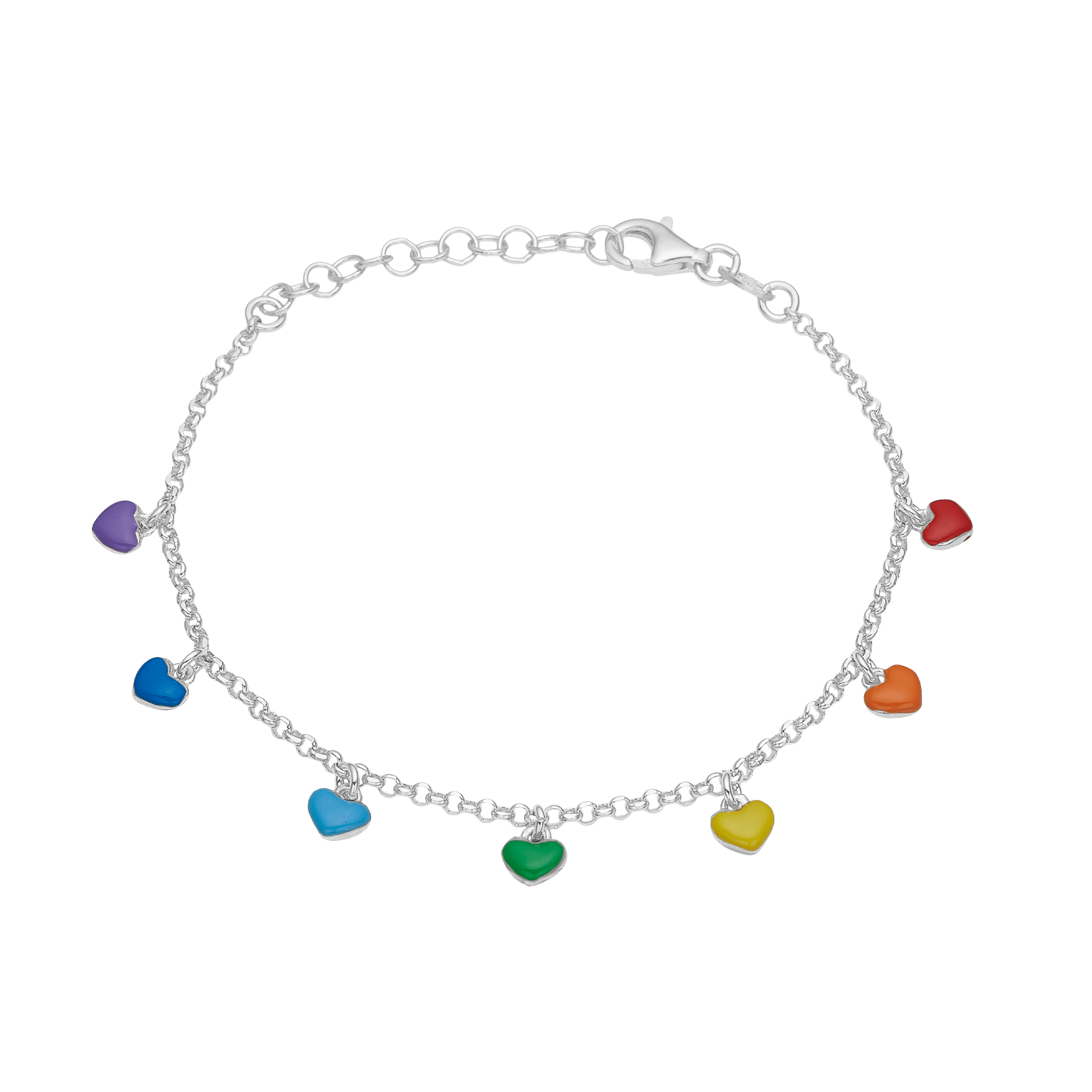 Hjerte regnbue armbånd sølv