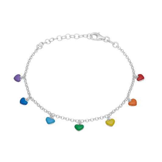 Hjerte regnbue armbånd sølv