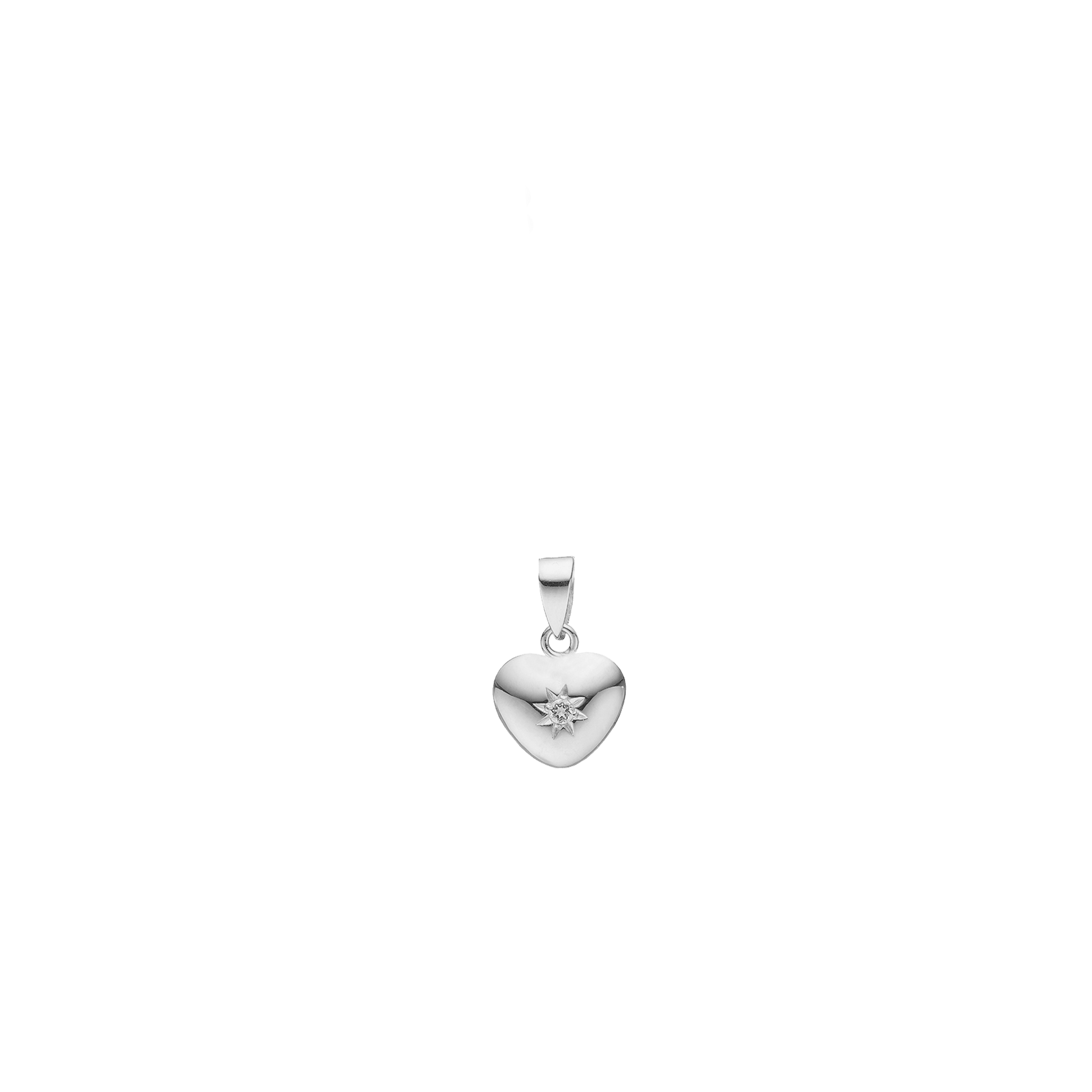 Hjerte, sølv, 9x11 mm 0,03ct labgrown di