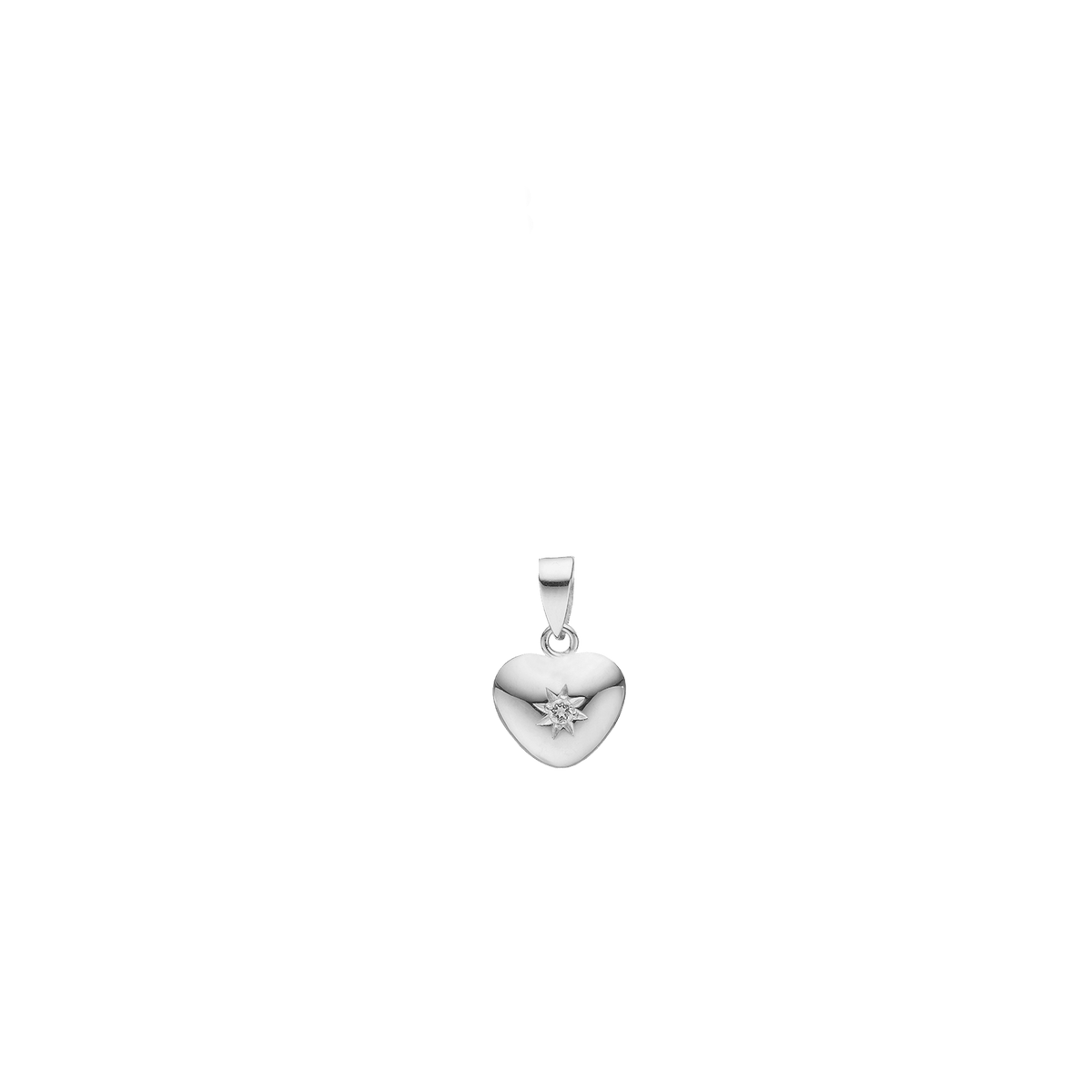 Hjerte, sølv, 9x11 mm 0,03ct labgrown di