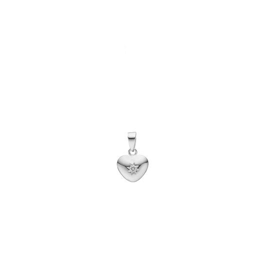 Hjerte, sølv, 9x11 mm 0,03ct labgrown di