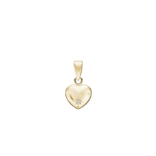 Hjerte ved i 14 karat guld med diamant - 8,5 x 9 mm - Urma.dk