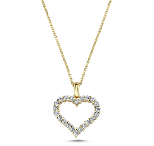 HJERTE VEDHÆNG I 14 KARAT GULD MED DIAMANTER - 0,66 CT W/SI - Urma.dk