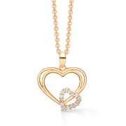 Hjerte vedhæng i 8 karat guld med sølv forgyldt halskæde - Urma.dk