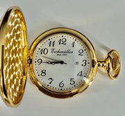 Lommeur i forgyldt metal med dato, klap - Ø 48 mm