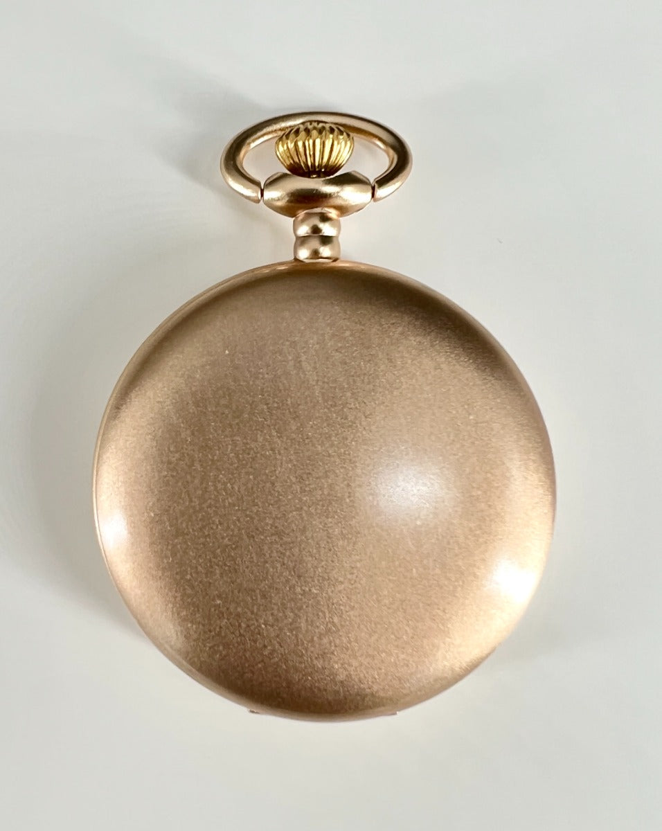 Lommeur i mat forgyldt metal med dato og klap - Ø 48 mm