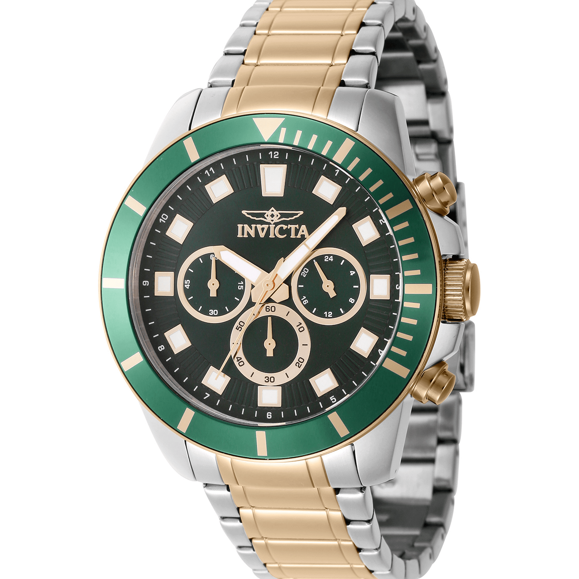 Invicta Quartz Herreur Grøn Sølv/Guld Kronograf Ur 46048 - Urma.dk
