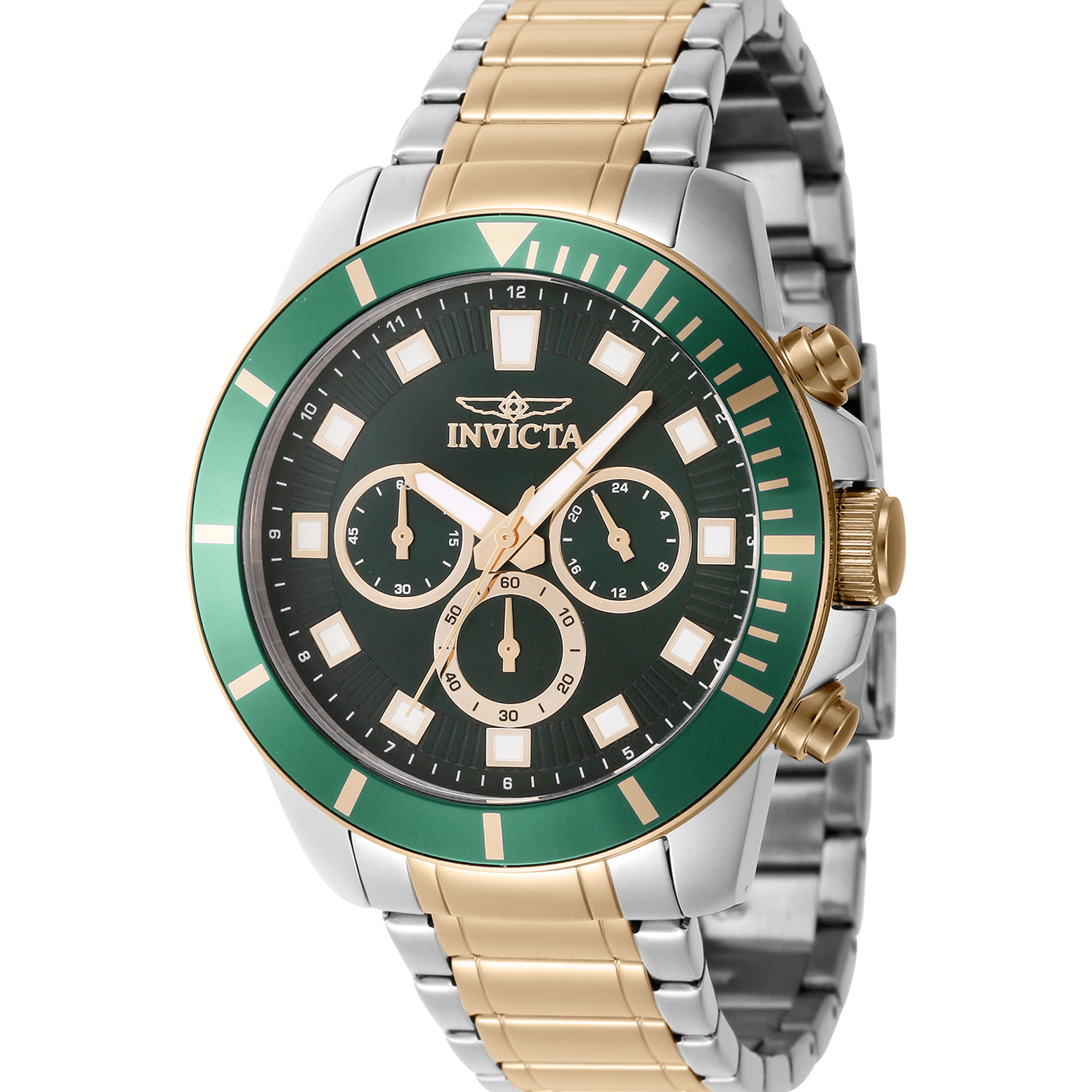 Invicta Quartz Herreur Grøn Sølv/Guld Kronograf Ur 46048 - Urma.dk