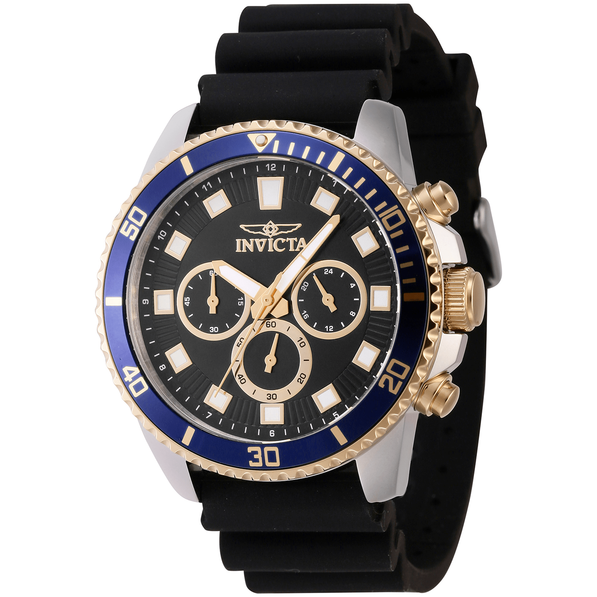 Invicta Quartz Herreur Sort/Blå/Guld Kronograf Ur 46121 - Urma.dk