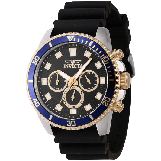 Invicta Quartz Herreur Sort/Blå/Guld Kronograf Ur 46121 - Urma.dk