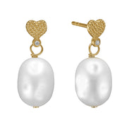 Ørehængere i 8 kt guld med barok perle og zirconia