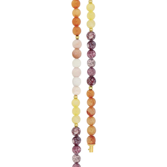 Jasper,pink aventurin,gul jade,sponge quartz, fg. hematit system - kæde - Urma.dk