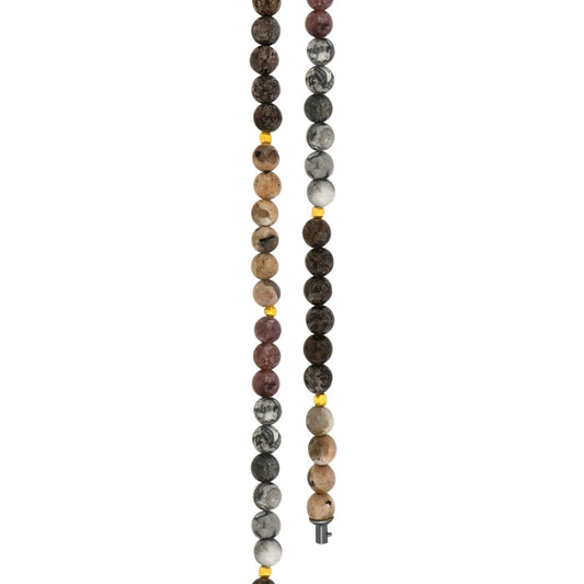 Jasper,spong quartz, snow flake jasper, forg. hematit 6mm - Urma.dk