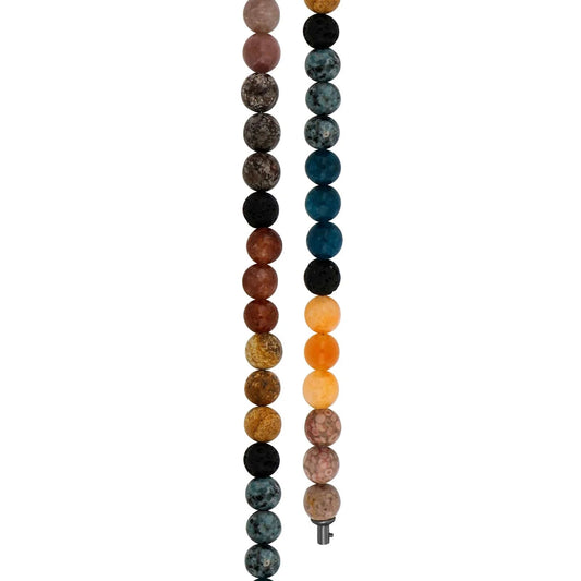Jasper,spong quartz,carneol,lava,aventurin system - kæde - Urma.dk