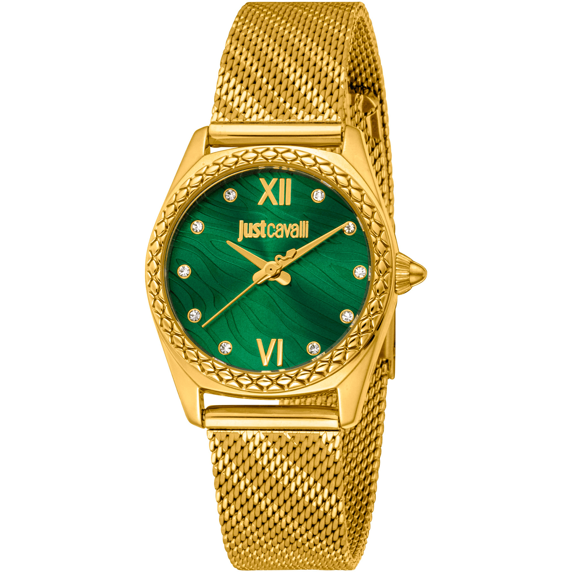 Just Cavalli Dame Grøn Guld Stål Ur JC1L313M0035 - Urma.dk