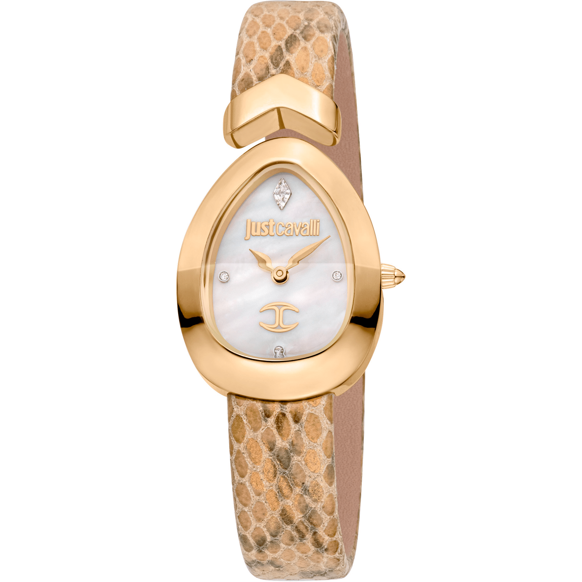 Just Cavalli Dame Læder Cremefarvet Ur JC1L321L0025 - Urma.dk