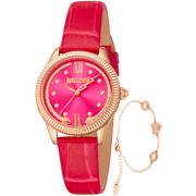 Just Cavalli Dame Pink Ur med Læderrem JC1L315L0035 - Urma.dk