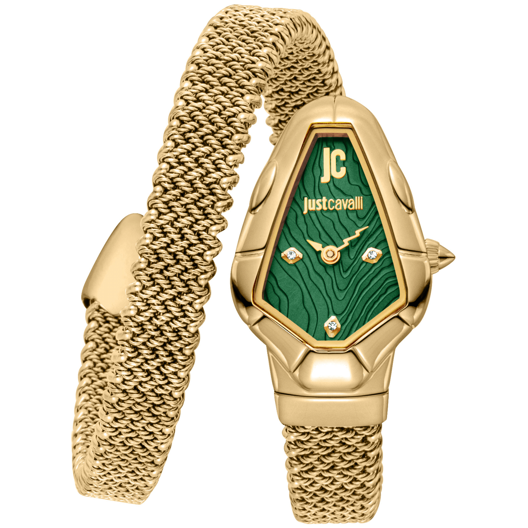 Just Cavalli Dame Rustfrit Stål Guld Grøn Ur JC1L426M0035 - Urma.dk